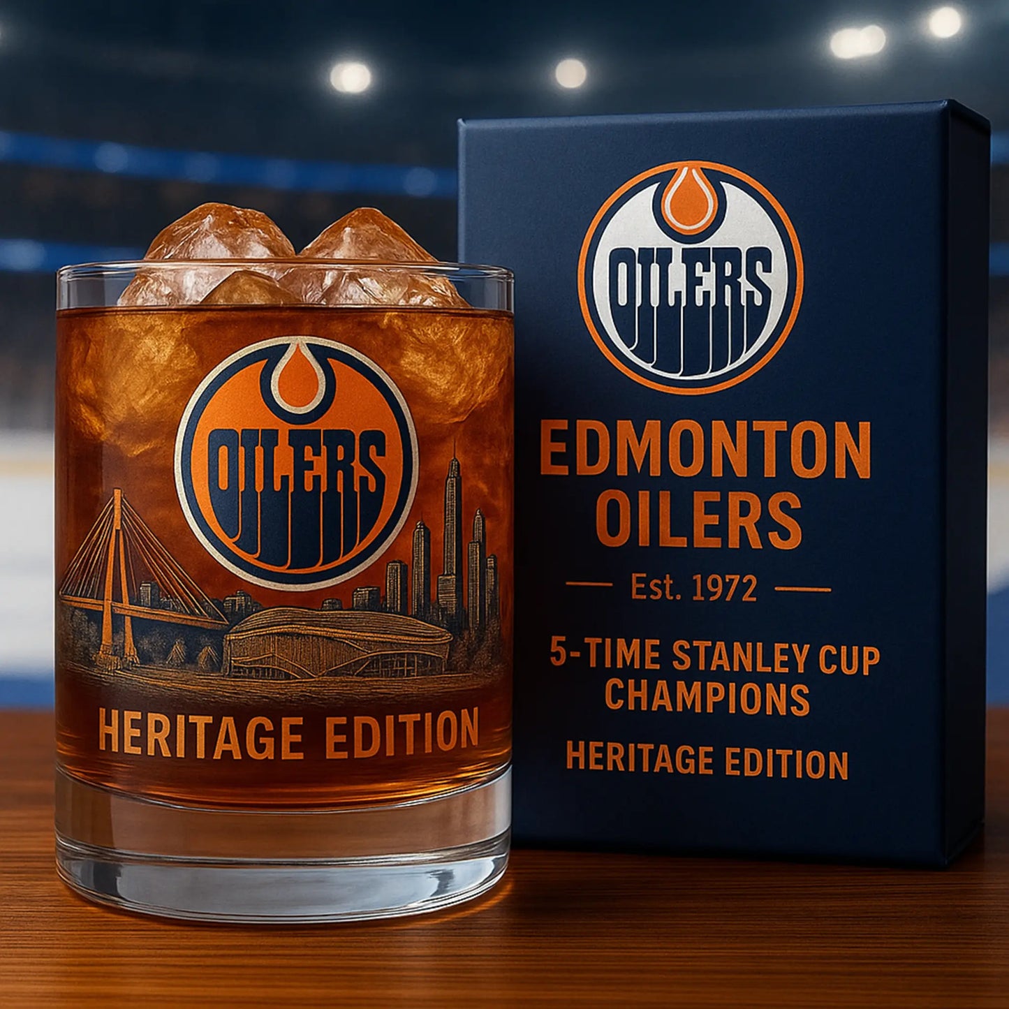 Edmonton Oilers Stanley Cup Champions Whiskey Glass