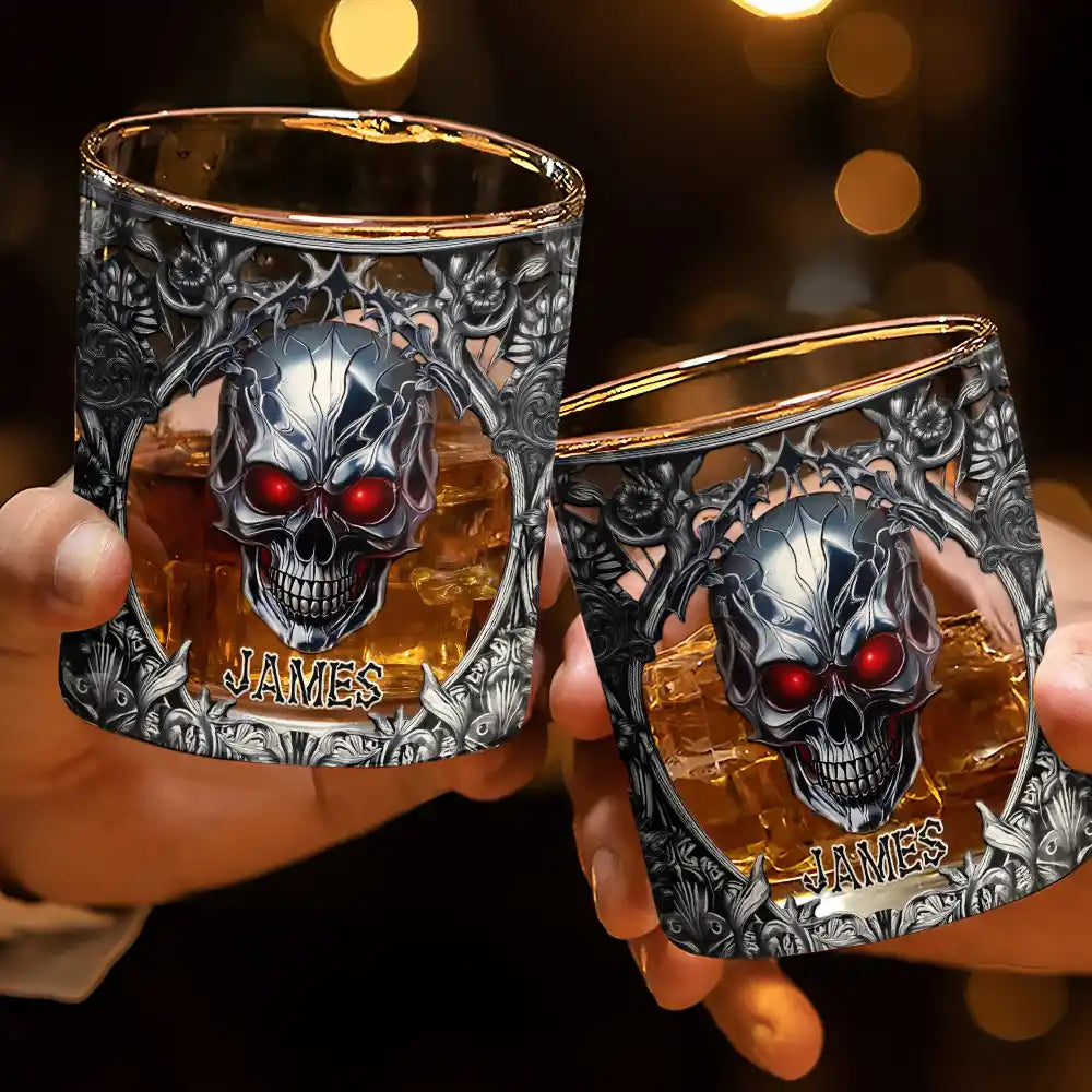 Skeleton Gothic Favorite Spirit Is Whiskey - Personalized Whiskey Glass