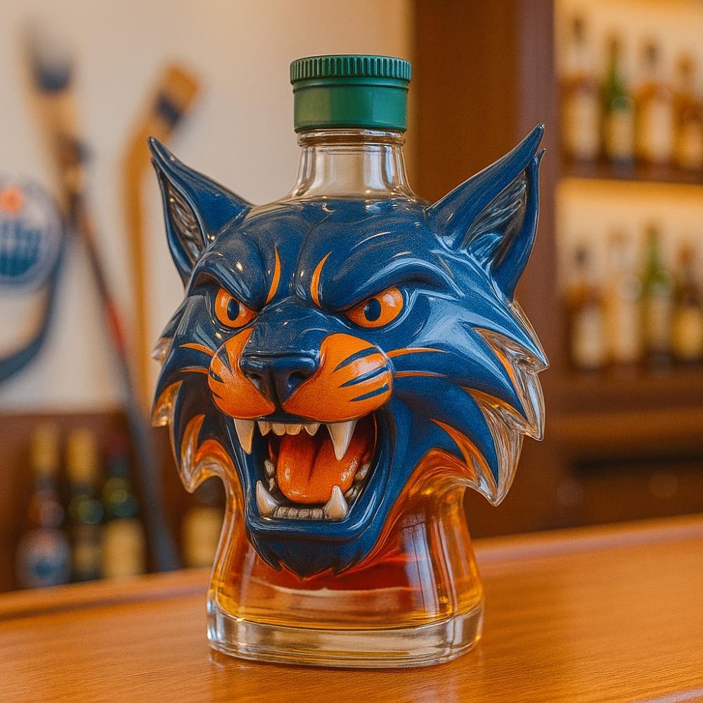 🏒 NHL💙🥃Edmonton Oilers Hunter the Lynx Whiskey Bottle