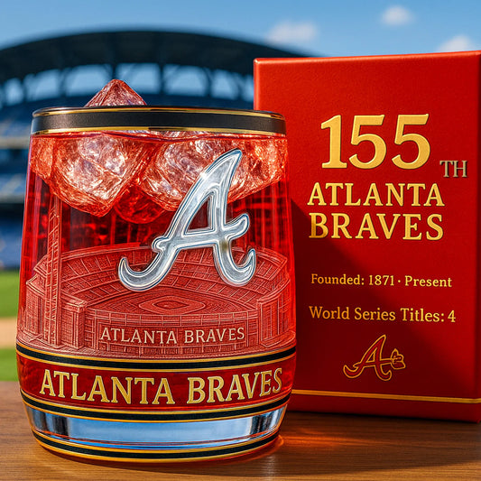 ⚾ MLB Team🔥Atlanta Braves 155th Anniversary Whiskey Glass