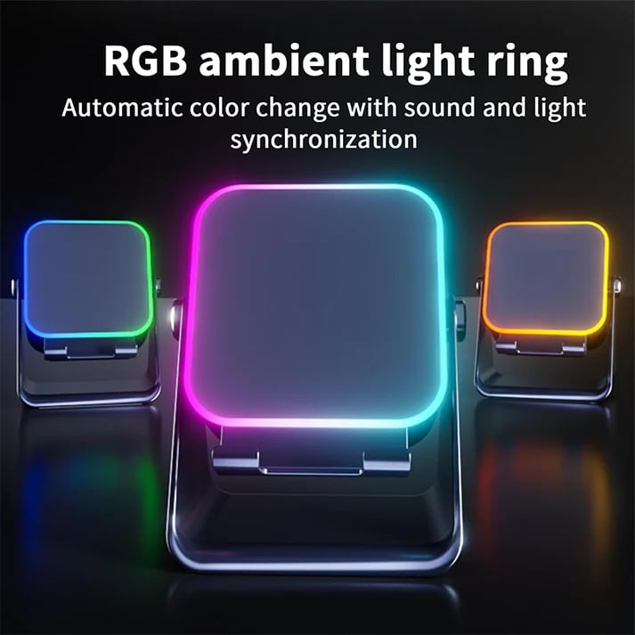 🎄 49% OFF! ✨ 5-IN-1 WIRELESS SPEAKER - Bluetooth, Induction Charging & Adjustable Stand, 20W HD Sound with RGB Lighting, Perfect for Christmas Music and Home Entertainment 🎶📱