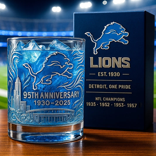 🏈 NFL Team🔥Detroit Lions 95th Anniversary Whiskey Glass