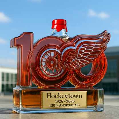 🏒 NHL Team🔥Detroit Red Wings 100th Anniversary Whiskey Bottle