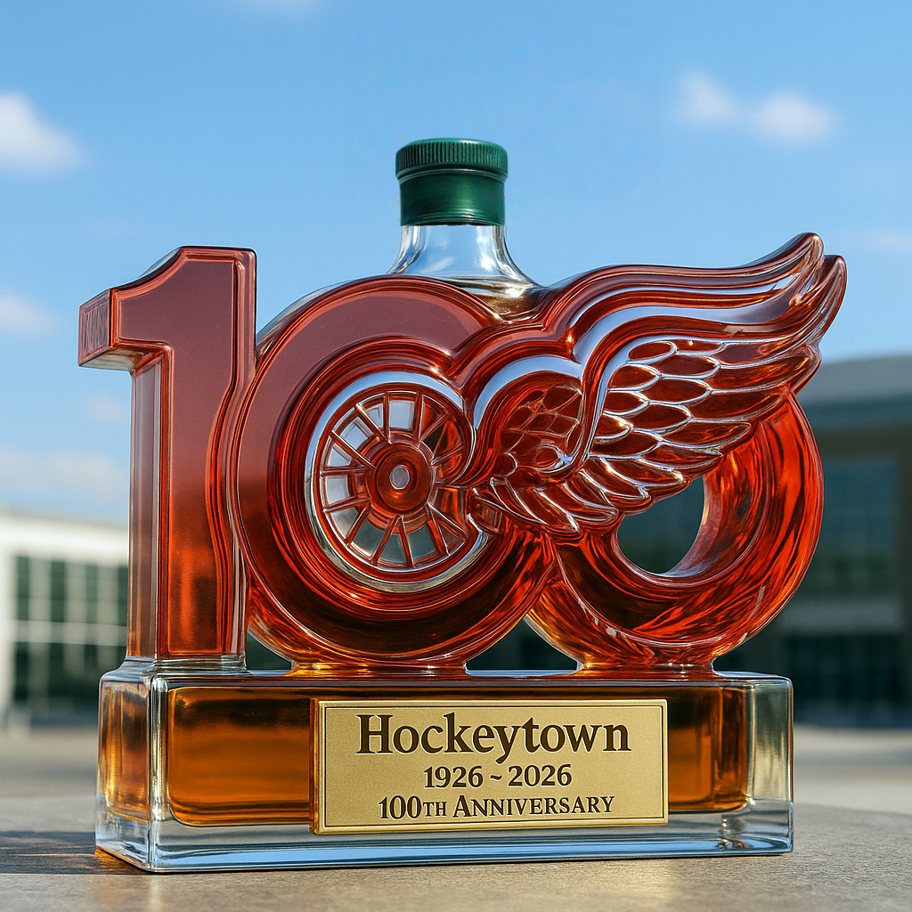 🏒 NHL Team🔥Detroit Red Wings 100th Anniversary Whiskey Bottle
