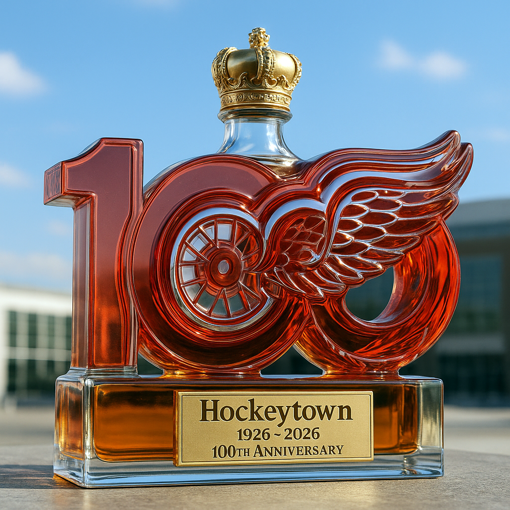 🏒 NHL Team🔥Detroit Red Wings 100th Anniversary Whiskey Bottle