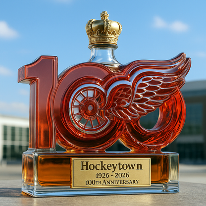 🏒 NHL Team🔥Detroit Red Wings 100th Anniversary Whiskey Bottle