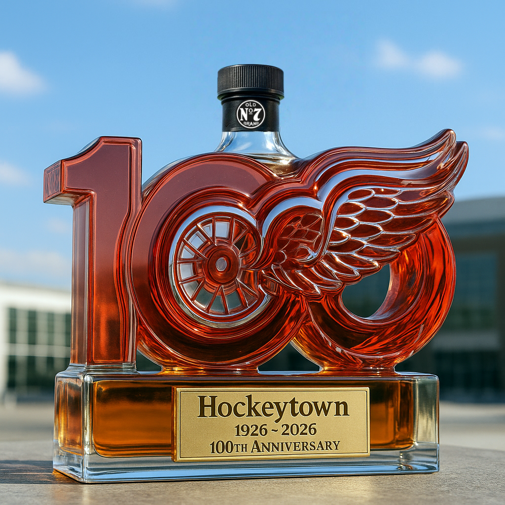 🏒 NHL Team🔥Detroit Red Wings 100th Anniversary Whiskey Bottle