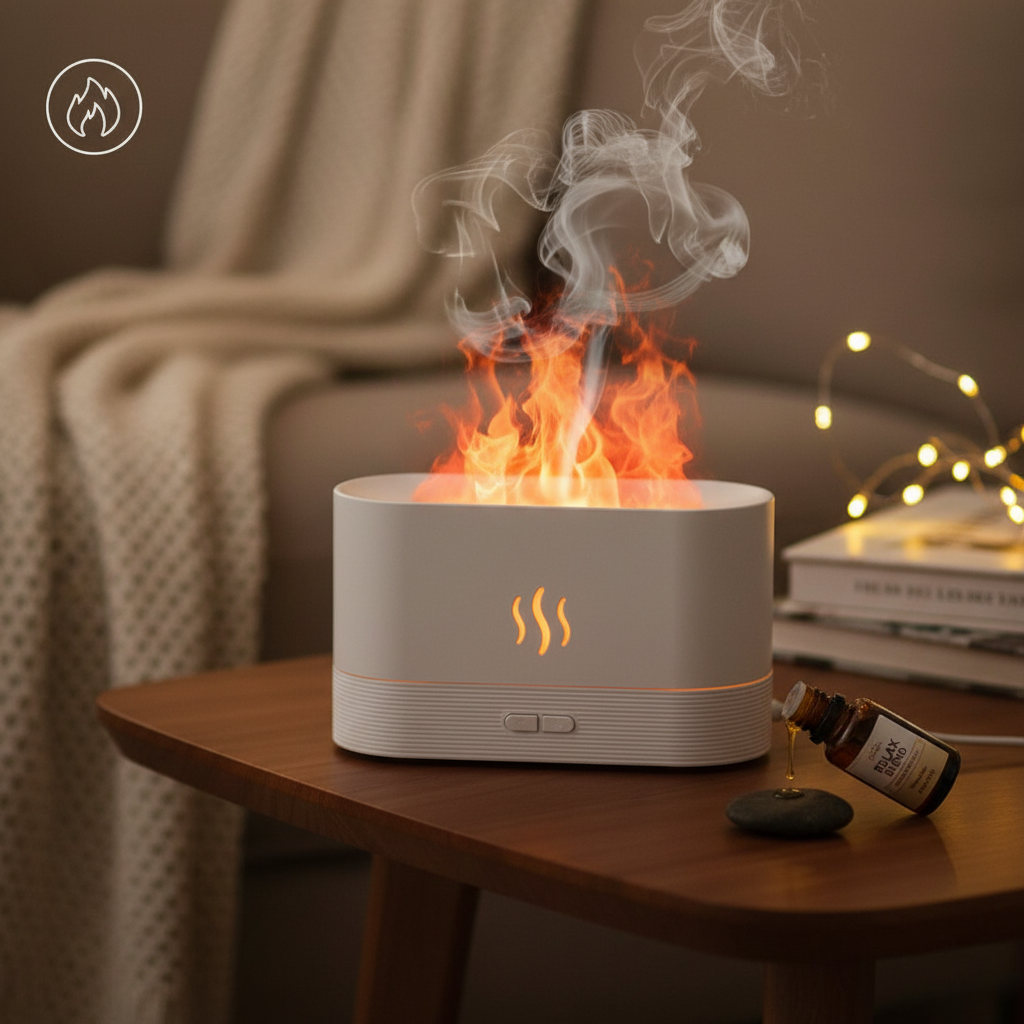 KINSCOTER Aroma Diffuser Air Humidifier Ultrasonic Cool Mist Maker Fogger Led Essential Oil Flame Lamp Difusor