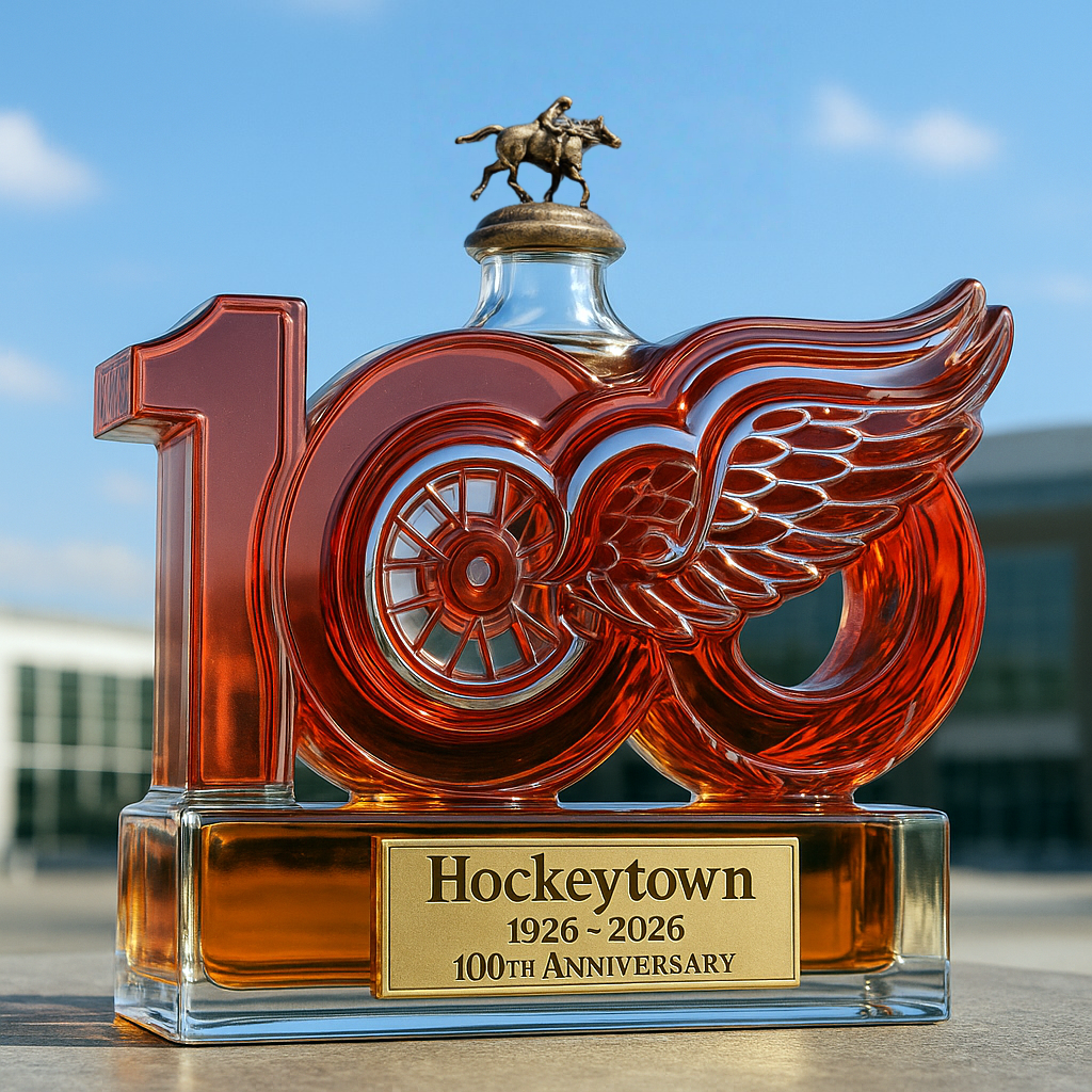 🏒 NHL Team🔥Detroit Red Wings 100th Anniversary Whiskey Bottle