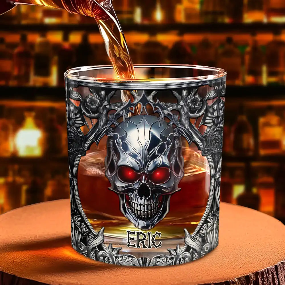 Skeleton Gothic Favorite Spirit Is Whiskey - Personalized Whiskey Glass