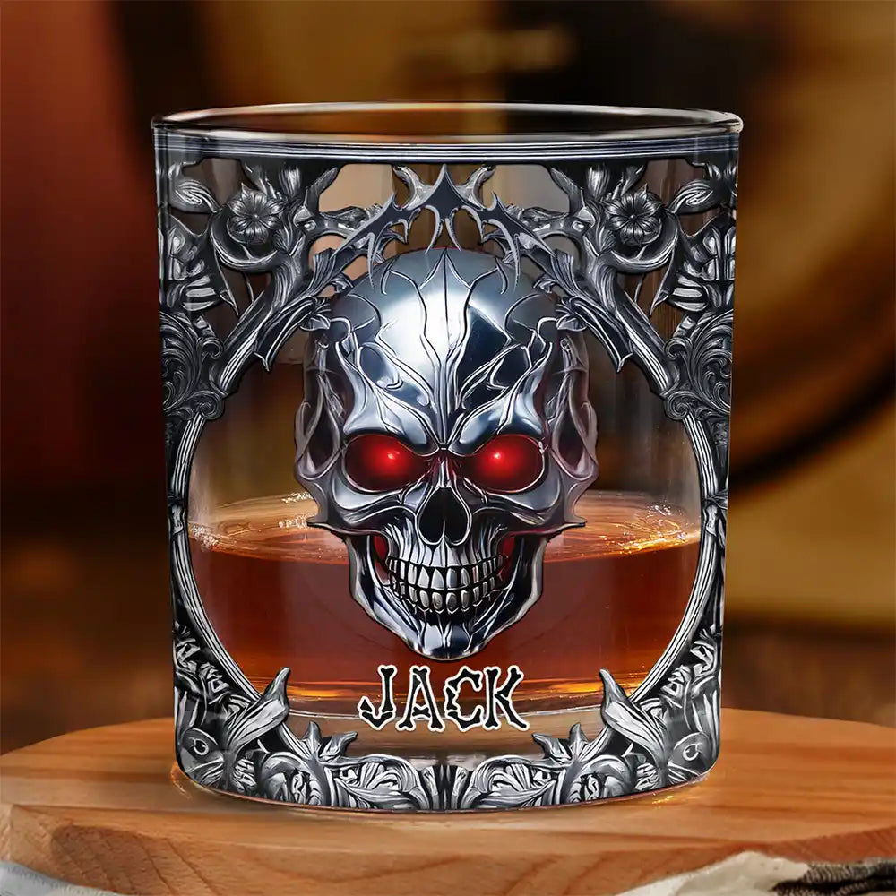 Skeleton Gothic Favorite Spirit Is Whiskey - Personalized Whiskey Glass