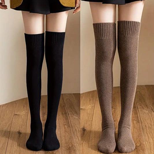 Buy 1 Get 2 Free - Warm and Over-the-Knee, Woolen Socks – Knitted, Non-Slip, Stylish Comfort