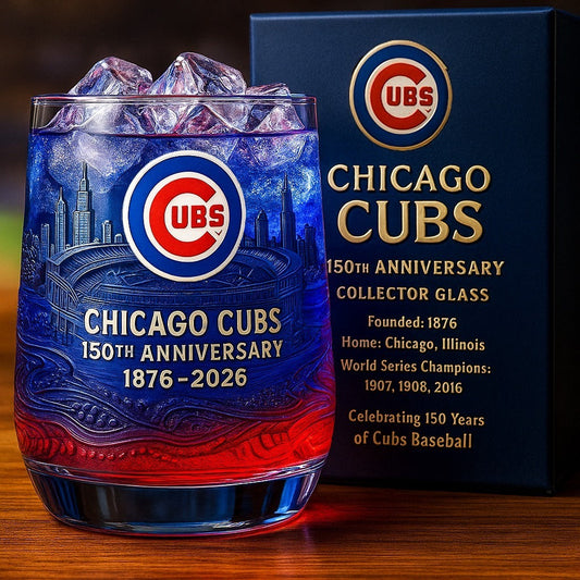 ⚾ MLB Team🔥 Chicago Cubs 150th Anniversary Whiskey Glass🥃