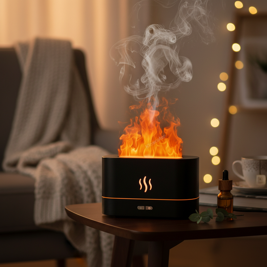 KINSCOTER Aroma Diffuser Air Humidifier Ultrasonic Cool Mist Maker Fogger Led Essential Oil Flame Lamp Difusor