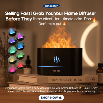 KINSCOTER Aroma Diffuser Air Humidifier Ultrasonic Cool Mist Maker Fogger Led Essential Oil Flame Lamp Difusor