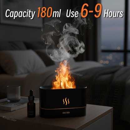 KINSCOTER Aroma Diffuser Air Humidifier Ultrasonic Cool Mist Maker Fogger Led Essential Oil Flame Lamp Difusor